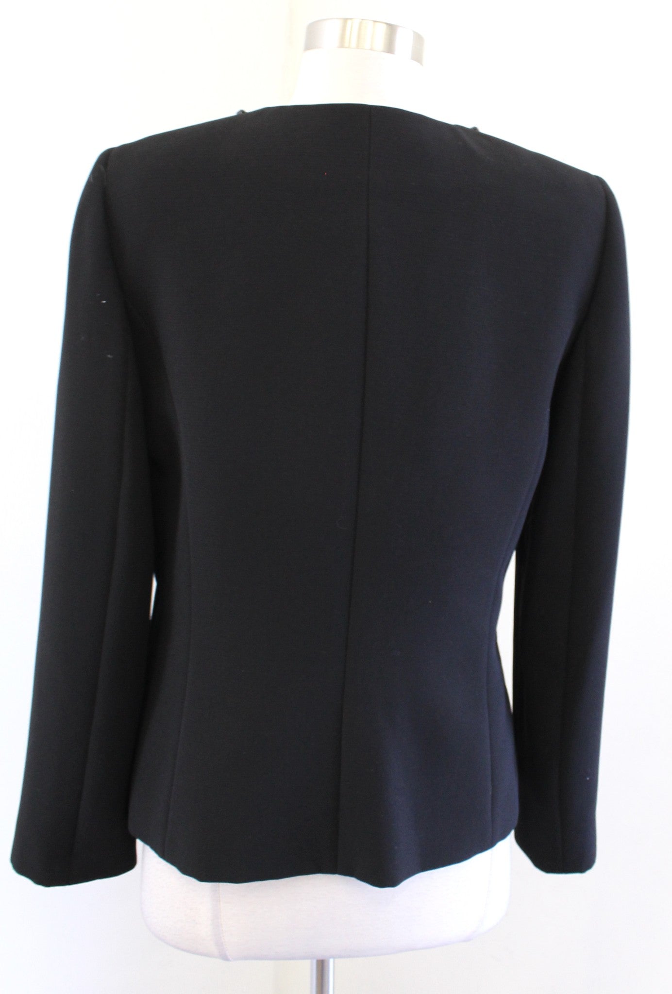 Tahari ASL Levine Black Pearl Beaded Embellished Collarless Blazer Jacket Size 6