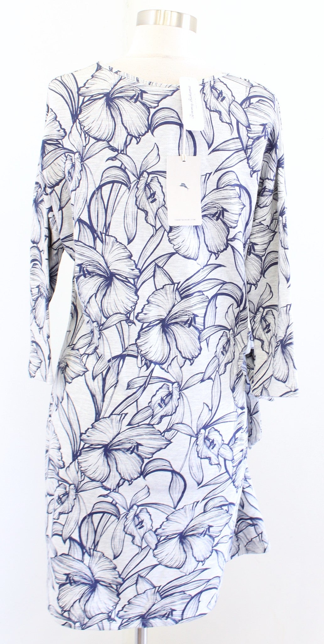 NWT Tommy Bahama Heather Sands Gray Blue Tie Side V Neck Dress Size S Floral