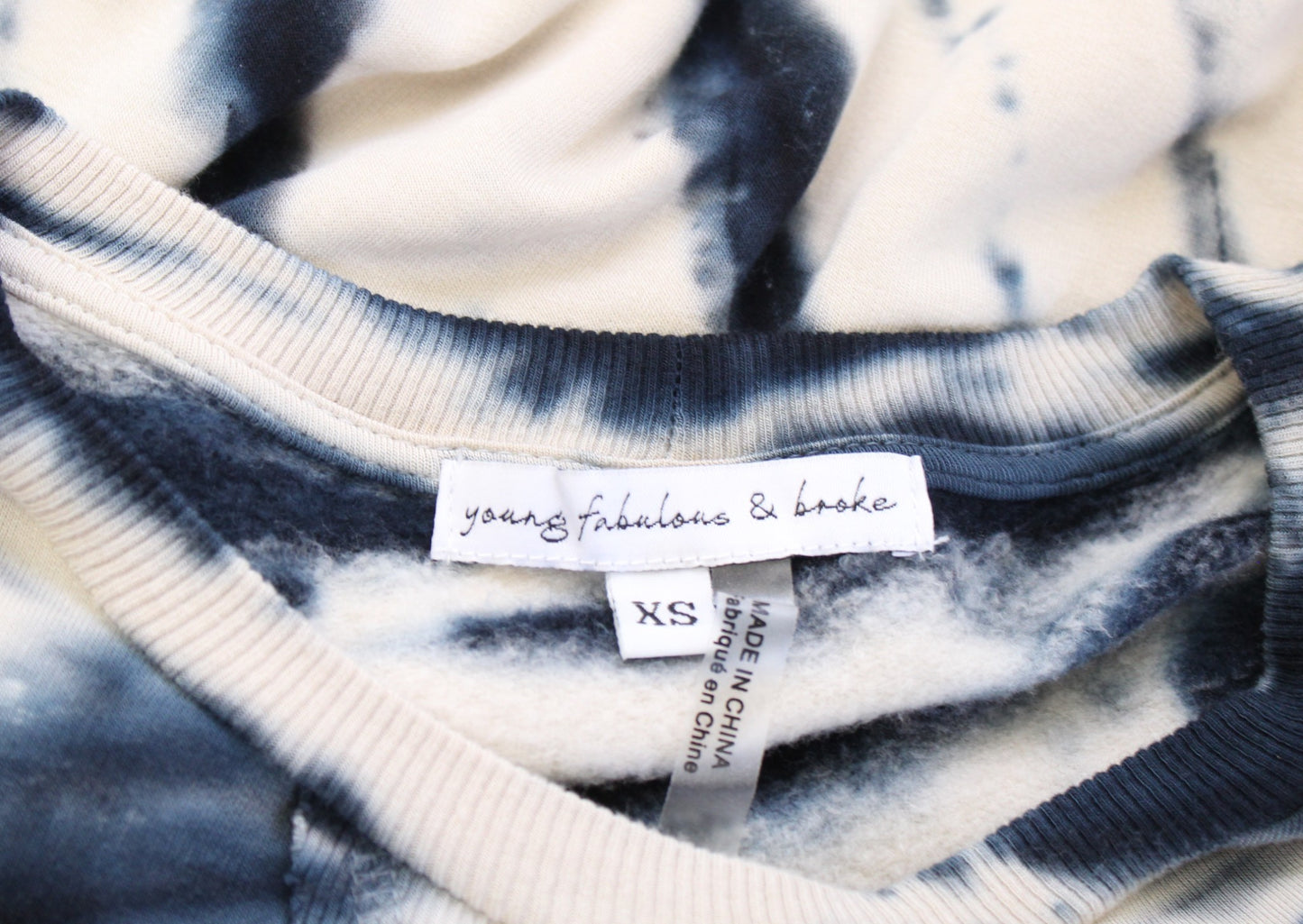 Young Fabulous and Broke Tie Dye Soft Stretchy Knit Sweatshirt Top Size XS Blue