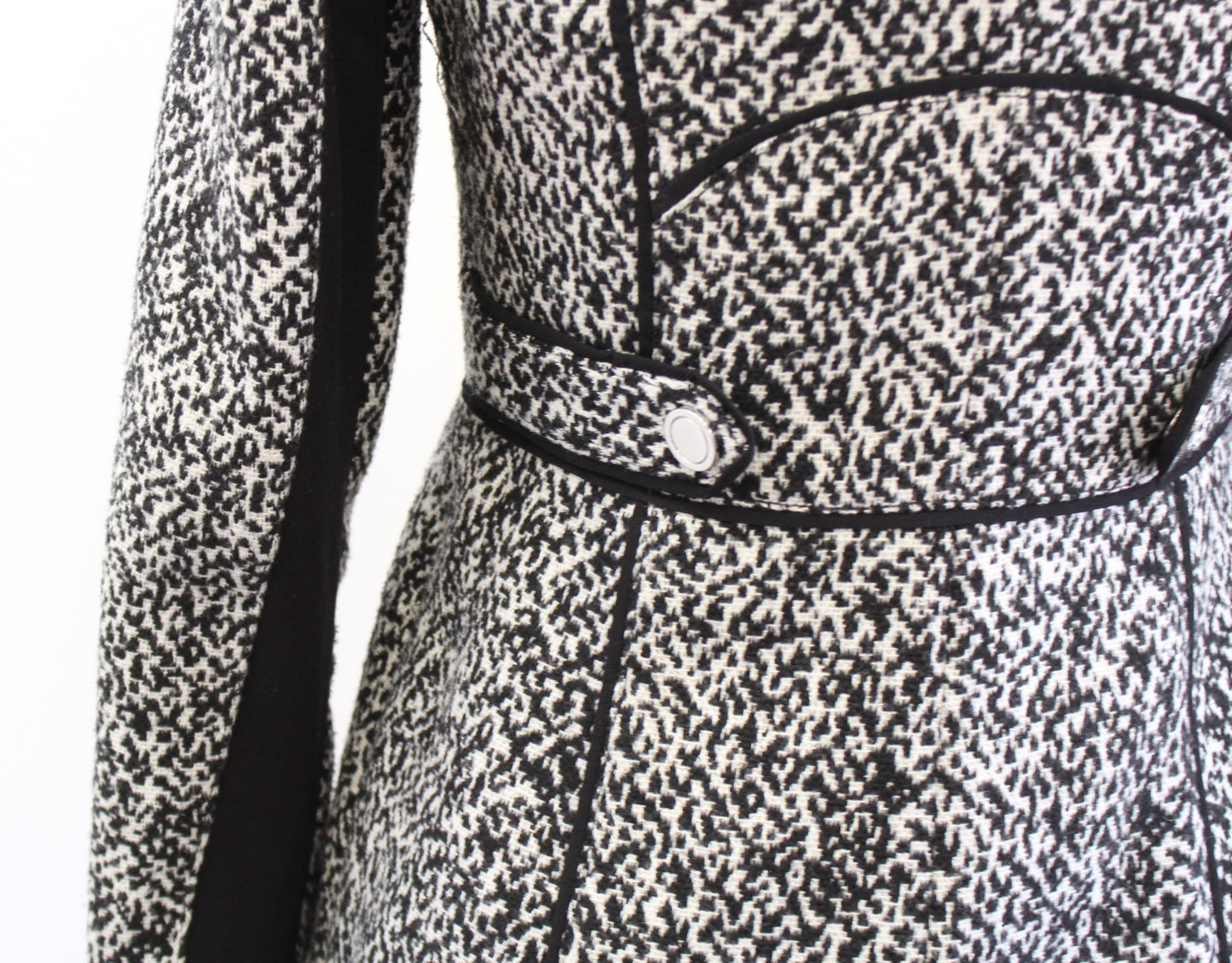 White House Black Market Black White Zip Front Moto Jacket Coat Size XXS 2XS