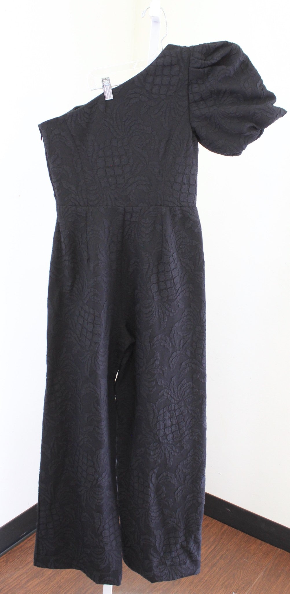 Lilly Pulitzer Brialyn One Shoulder Puff Sleeve Pineapple Jacquard Size 0 Black
