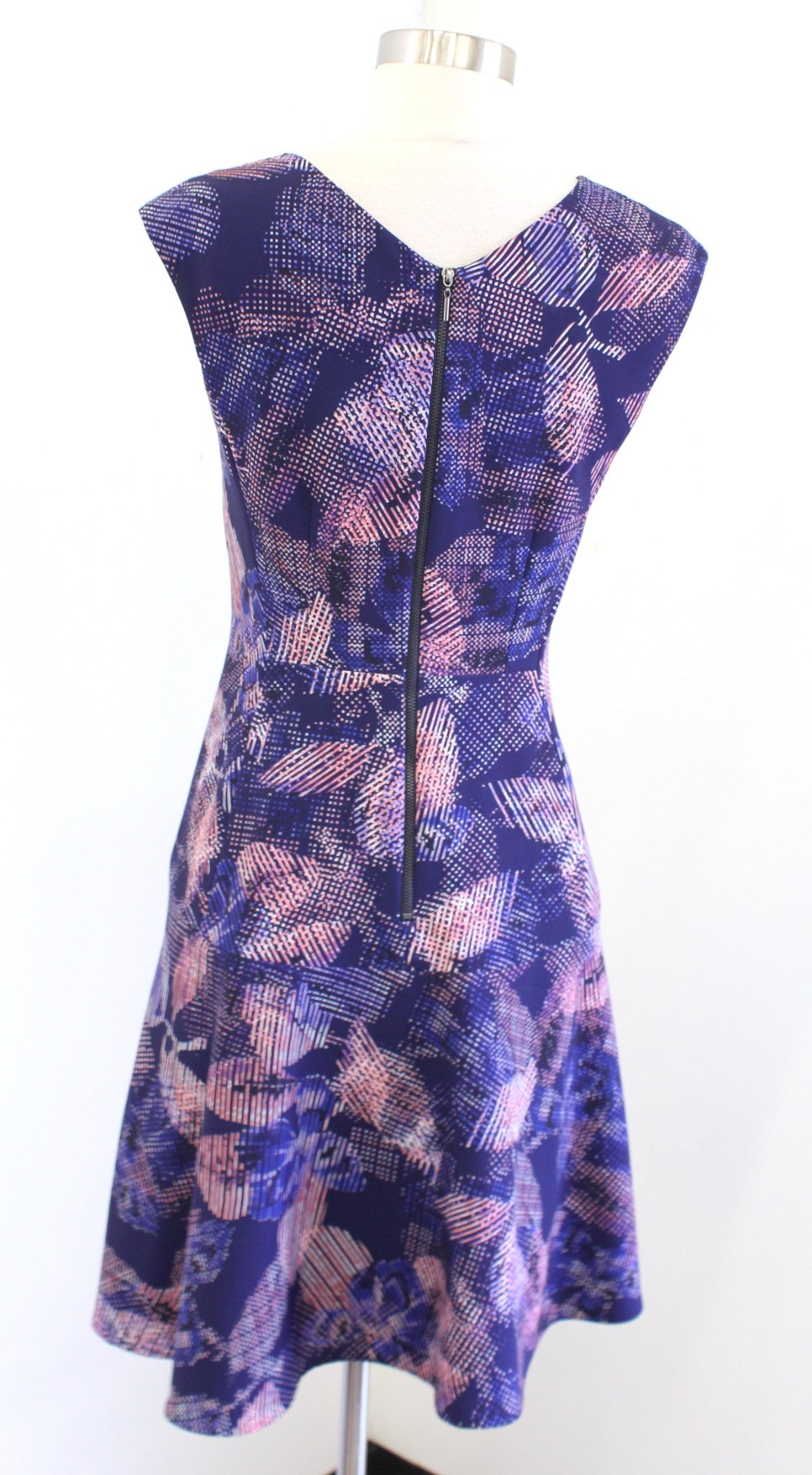 Rebecca Taylor Sonic Garden Abstract Print Fit & Flare Dress Pink Purple Blue 4