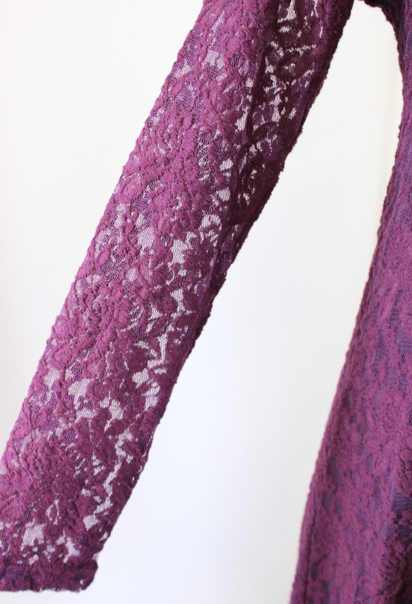 Tyler Boe Plum Burgundy Floral Lace Illusion Mock Neck Shift Dress Size XS