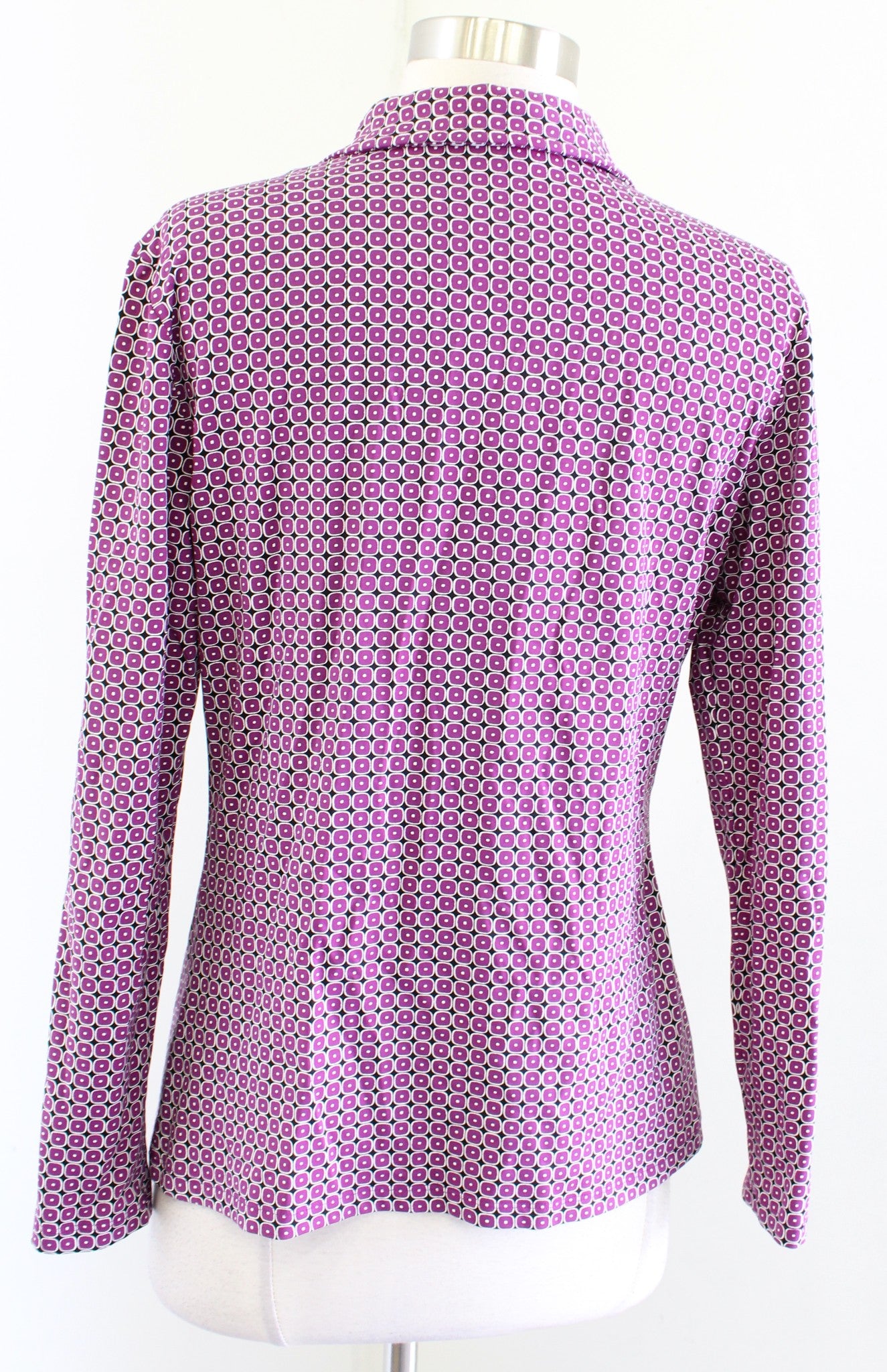 J McLaughlin Purple Geometric Block Print Collared Catalina Cloth Top Blouse S
