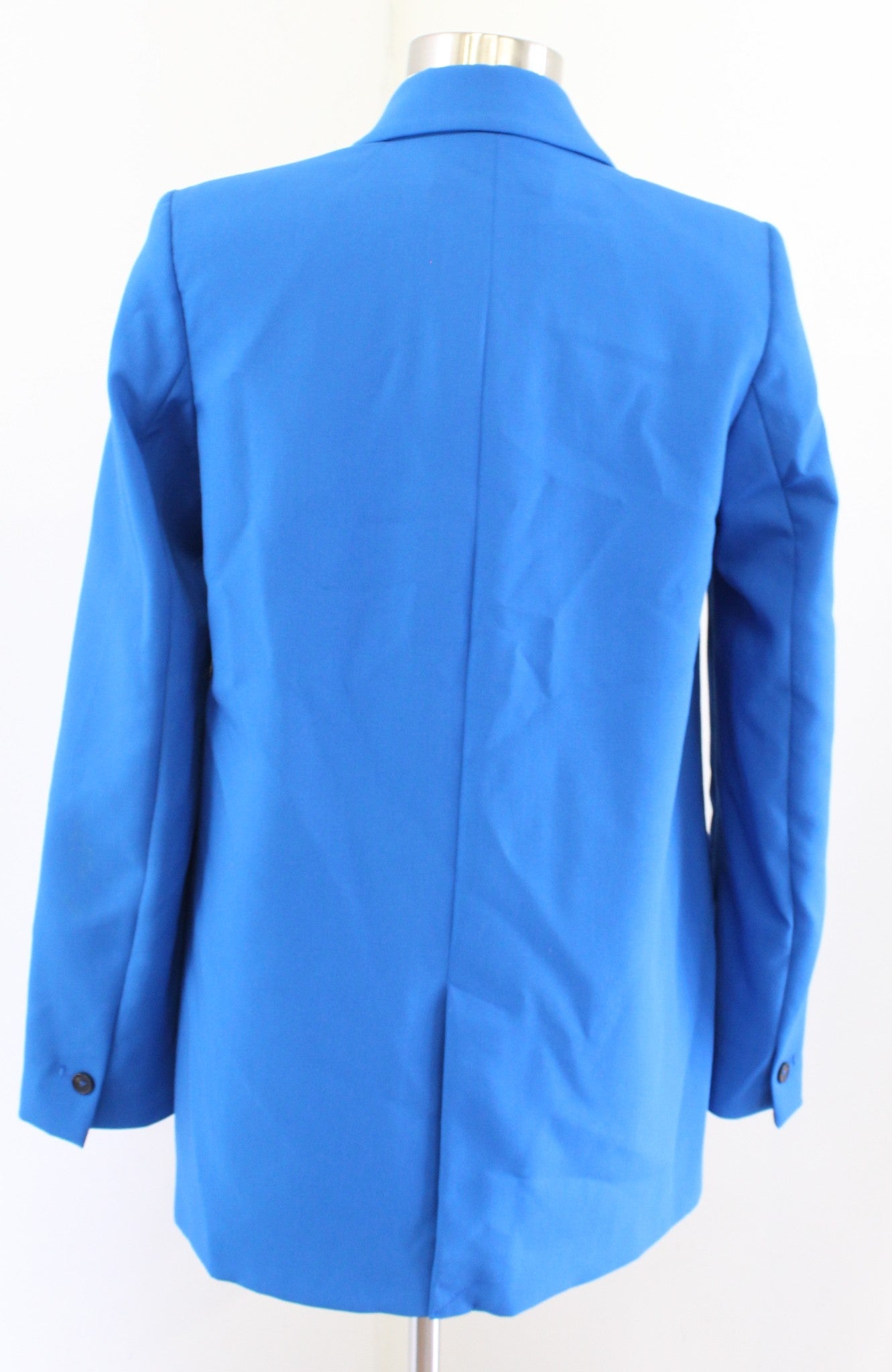 Zara Womens Solid Blue Double Breasted Boyfriend Style Blazer Jacket Size XS