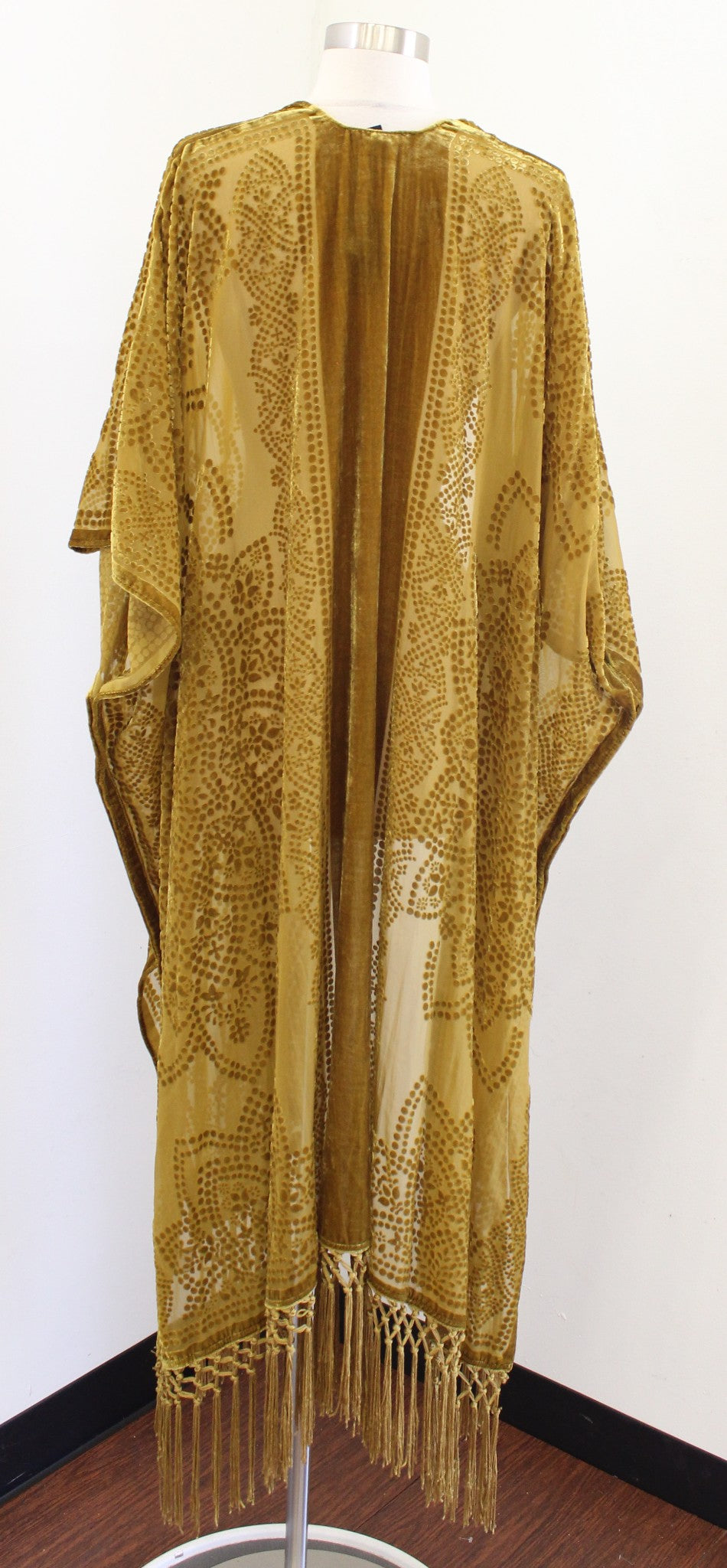 NWT Torrid Yellow Gold Burnout Velvet Fringe Kimono Duster Size 3 4 3x 4x boho