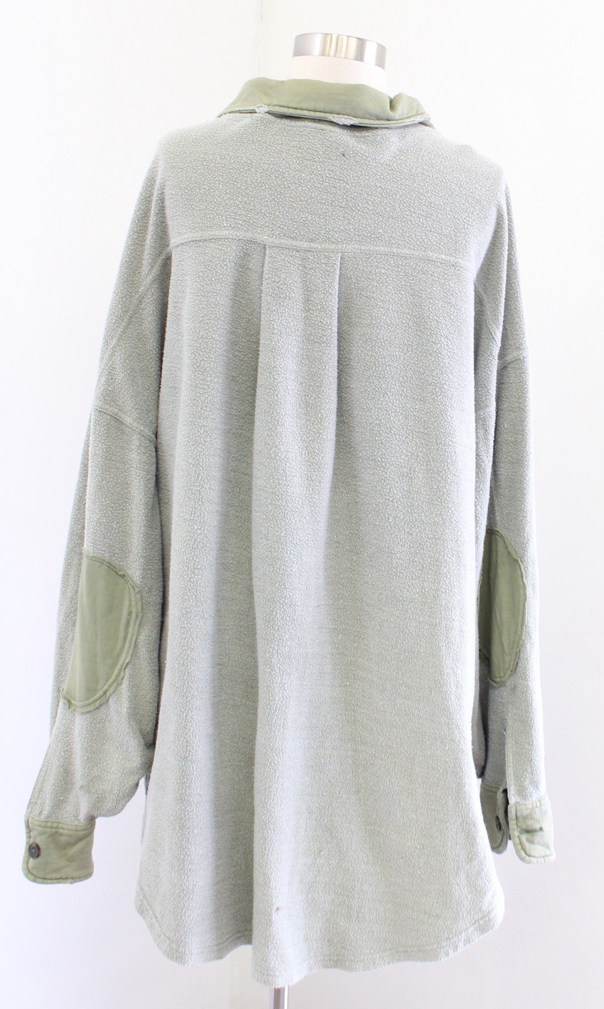 Free People Ruby Green Knit Distressed Oversized Jacket Shirt Shacket Size L
