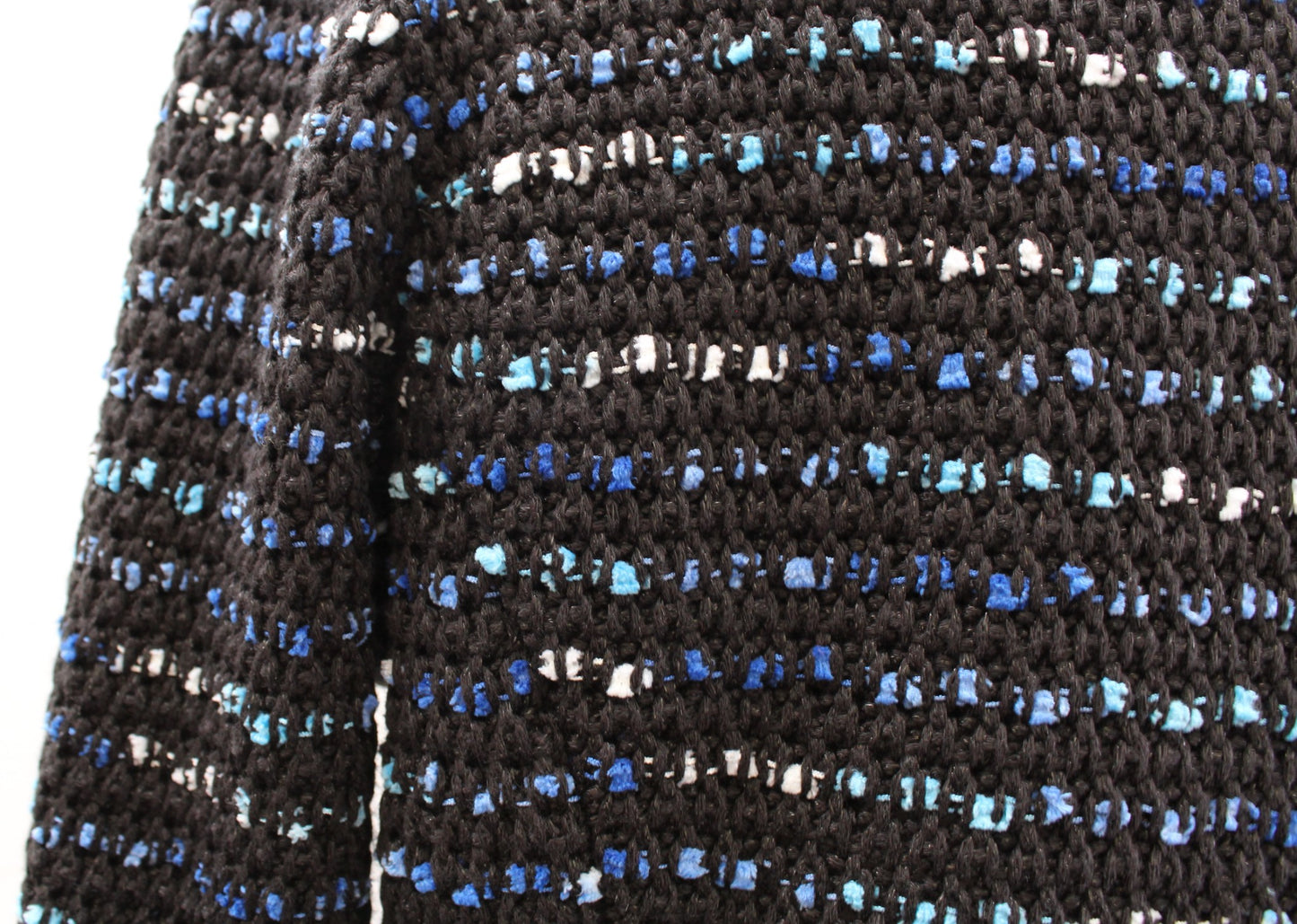 White House Black Market Black Blue Tweed Knit Crop Sweater Blazer Jacket Size S