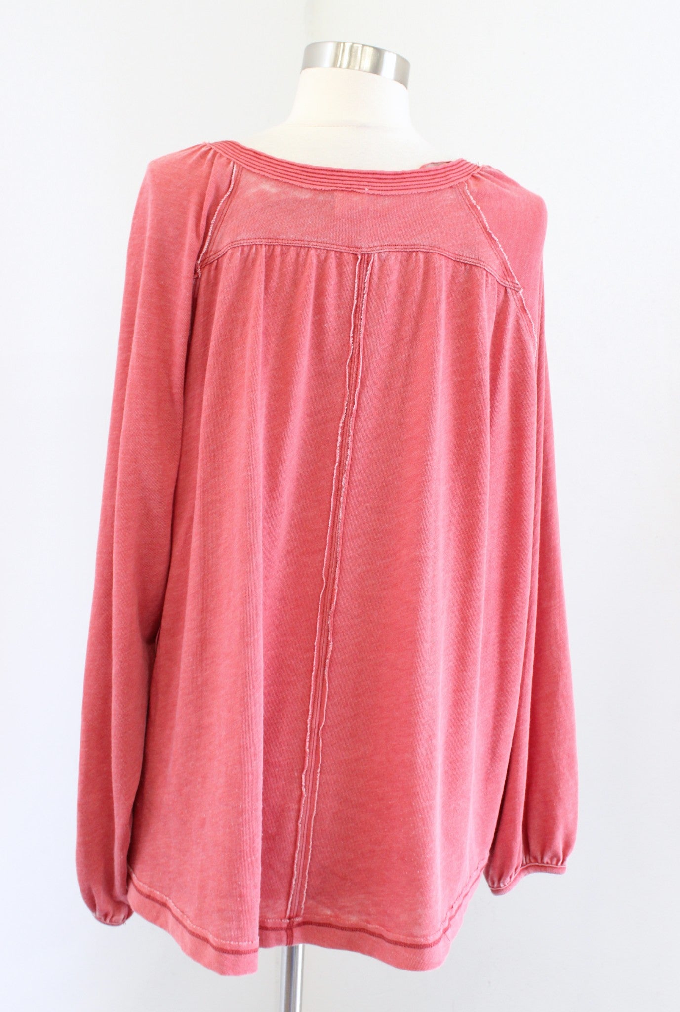 We the Free Free People Acadia Henley Top Vintage Red Oversized Fit Size S Boho
