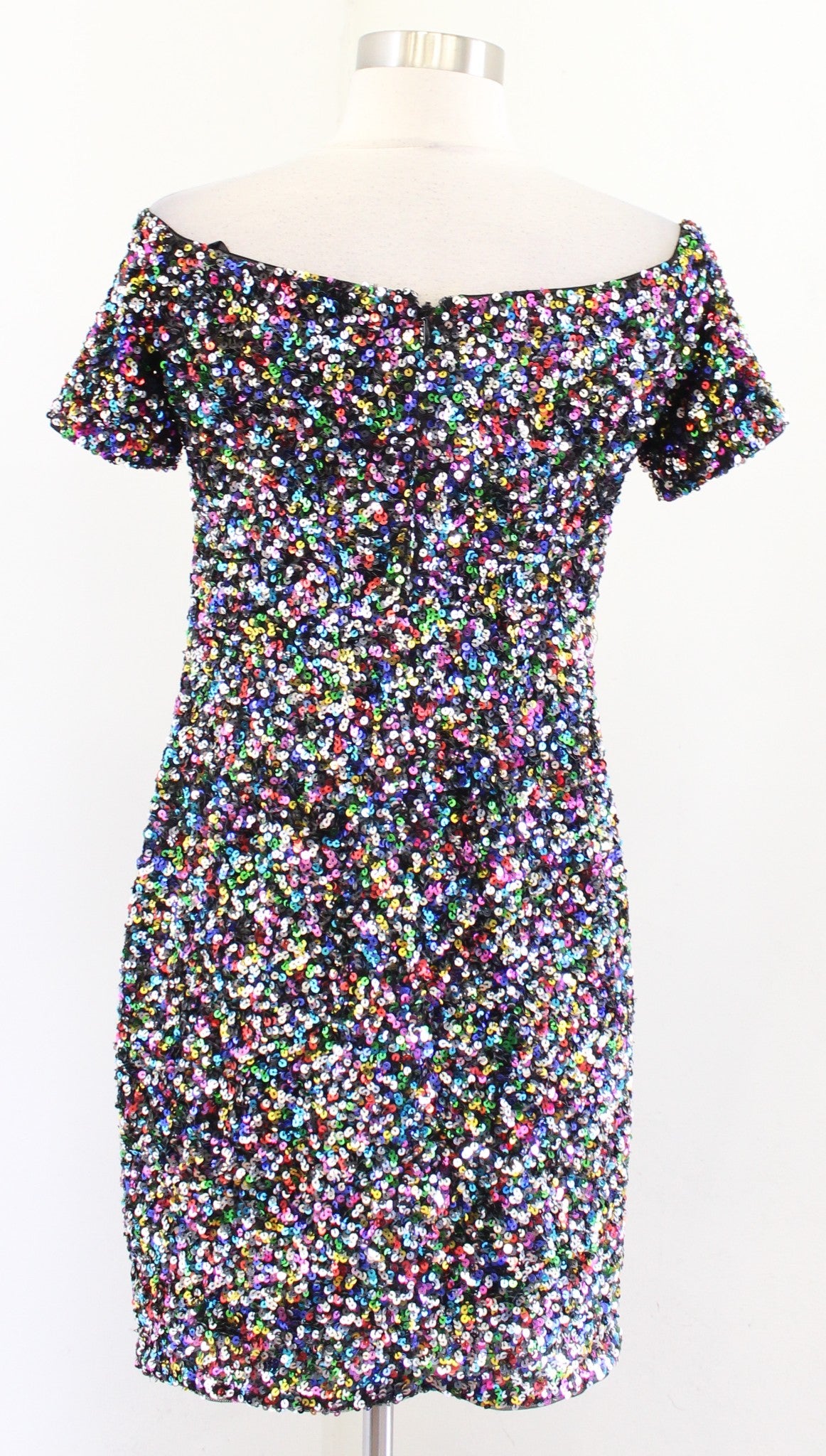 NWT Gianni Bini Zoe Confetti Rainbow Sequin Off the Shoulder Dress Party Size 4