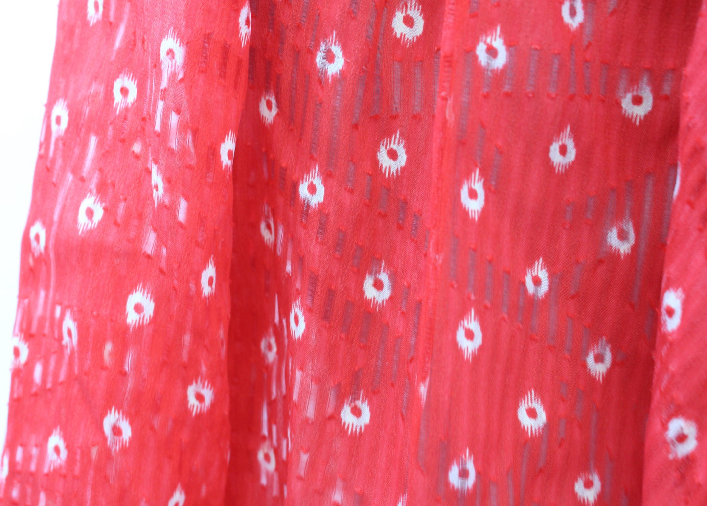 Rebecca Taylor Puff Sleeve Tie Neck Sunrise Dot Top Blouse Lava Red Size 6 Silk