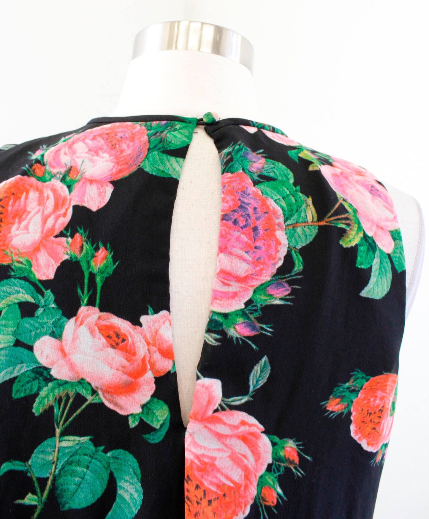 Calvin Klein Black Multi Color Floral Print Sleeveless Shift Swing Dress Size 8