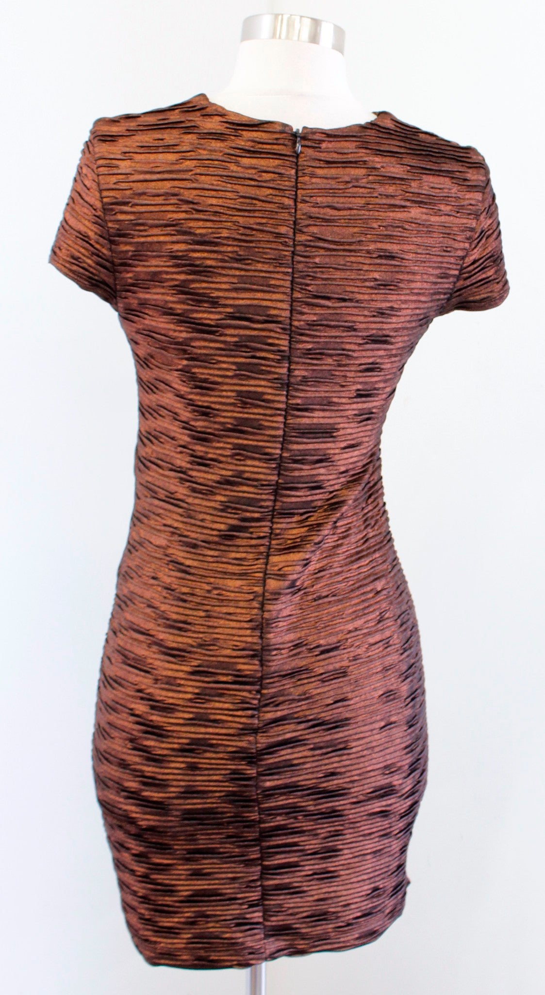 Torn Ronny Kobo Brown Bronze Metallic Textured Bodycon Mini Dress Size S Party