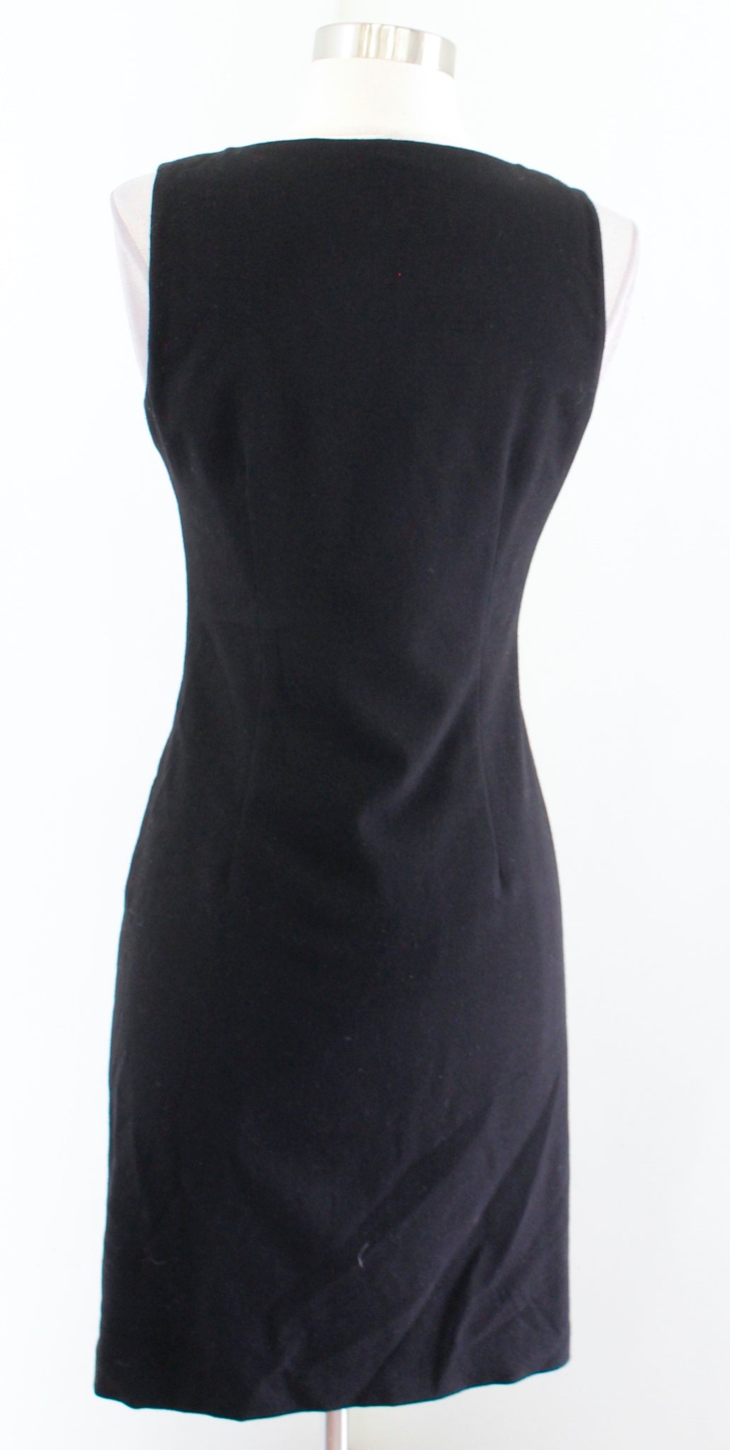 Elie Tahari Solid Black V Neck Ruffle Zip Front Wool Blend Sheath Dress Size 2