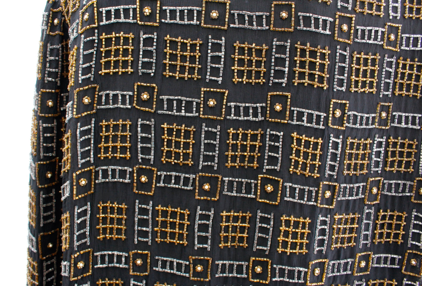 Vtg Black Gold Lord and Taylor Sequin Beaded Silk Evening Formal Jacket Size 18W