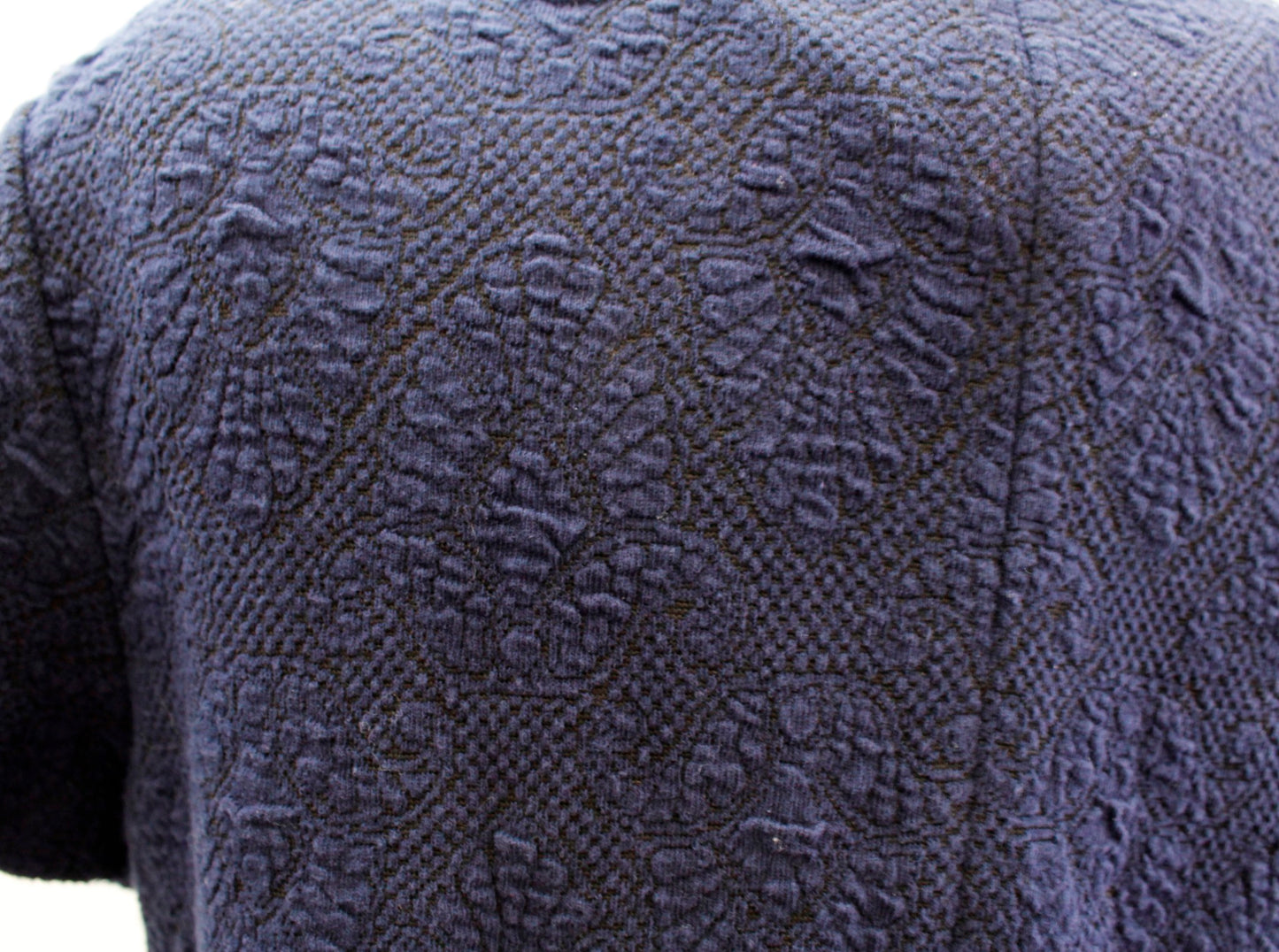 J McLaughlin Navy Blue Black Jacquard Short Sleeve A Line Dress Texture Knit M