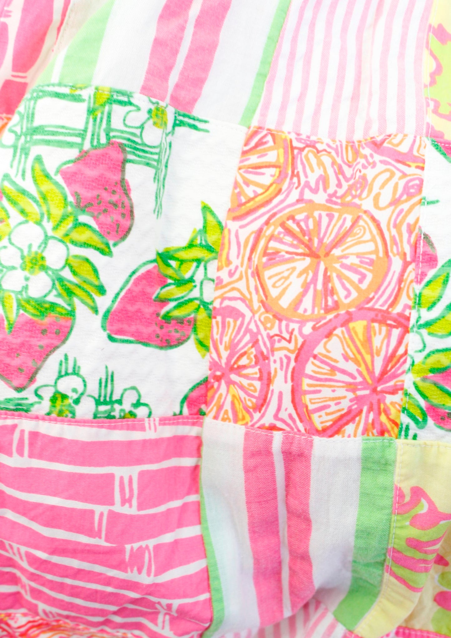 Lilly Pulitzer Strapless Bowen Buy Local Patch Patchwork Dress Size 2 Pink