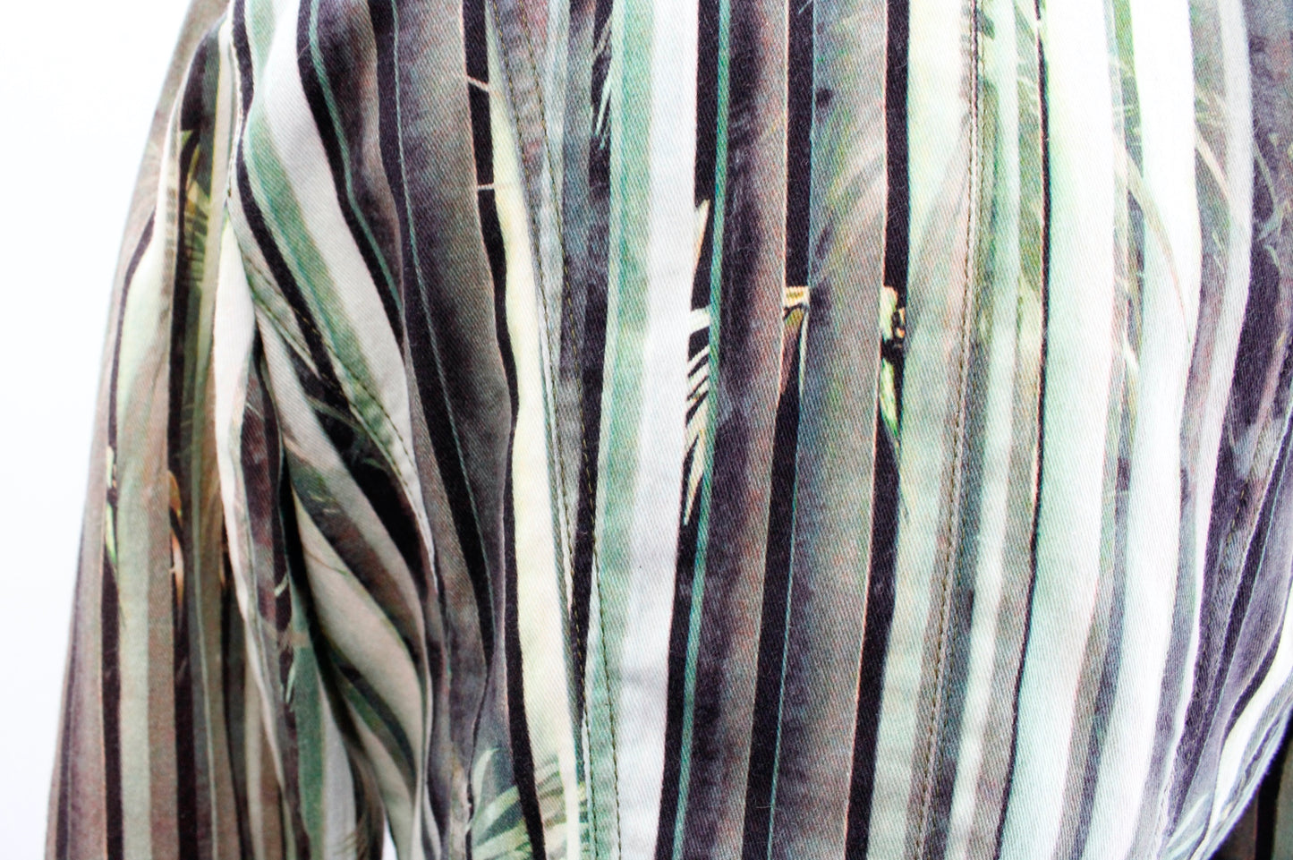 Alberto Makali Green Multi Color Bamboo Print Military Style Jacket Size 8