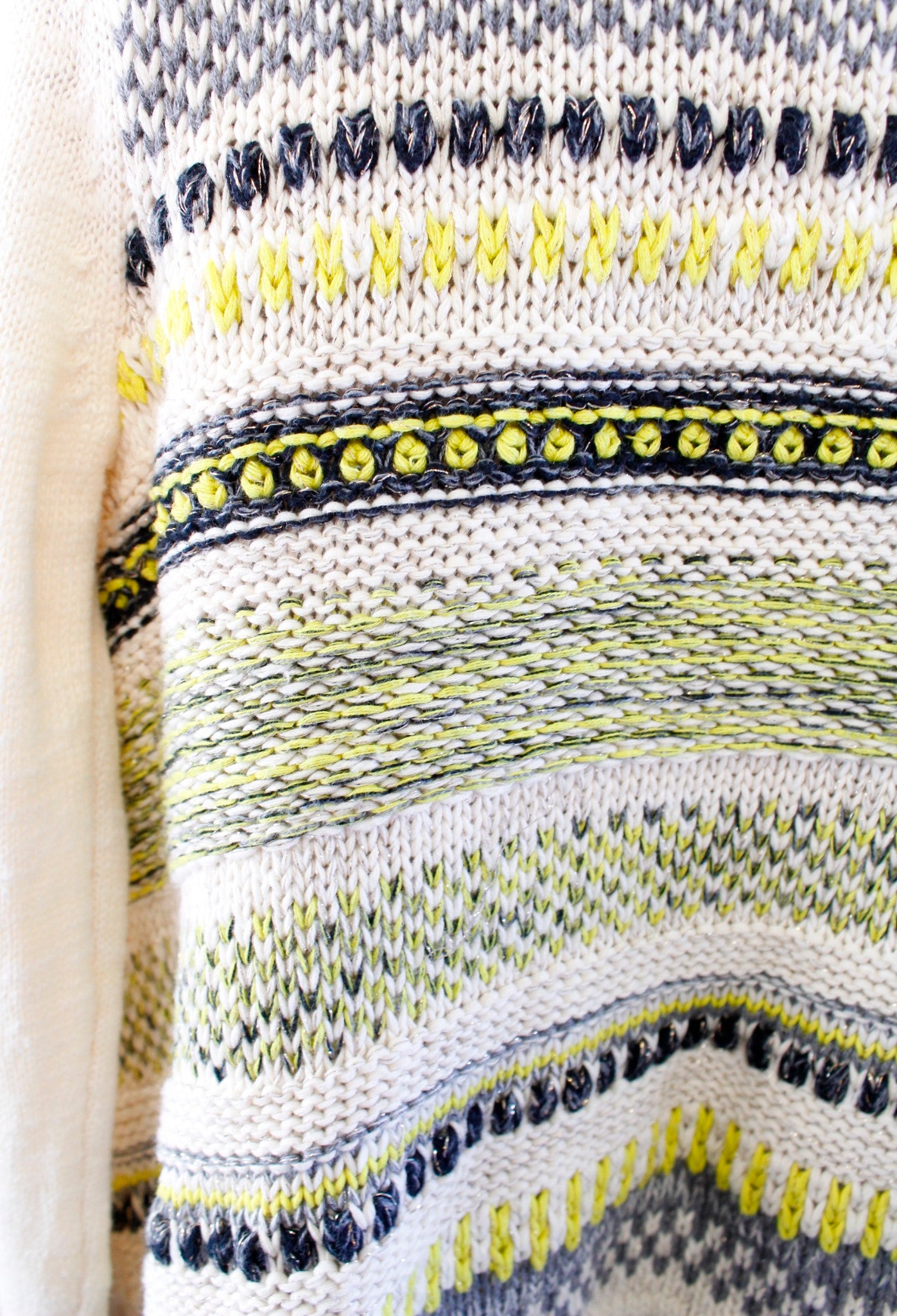 Moth Anthropologie Chaux Cream Yellow Gray Metallic Cardigan Sweater Size S