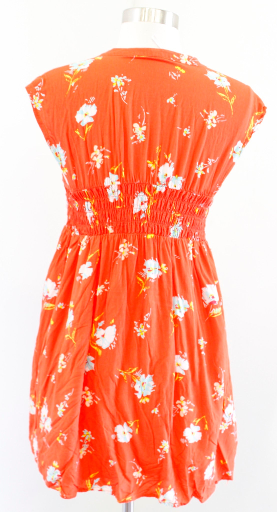 Free People Greatest Day Orange Floral Print Smocked Mini Dress Size XS Tunic