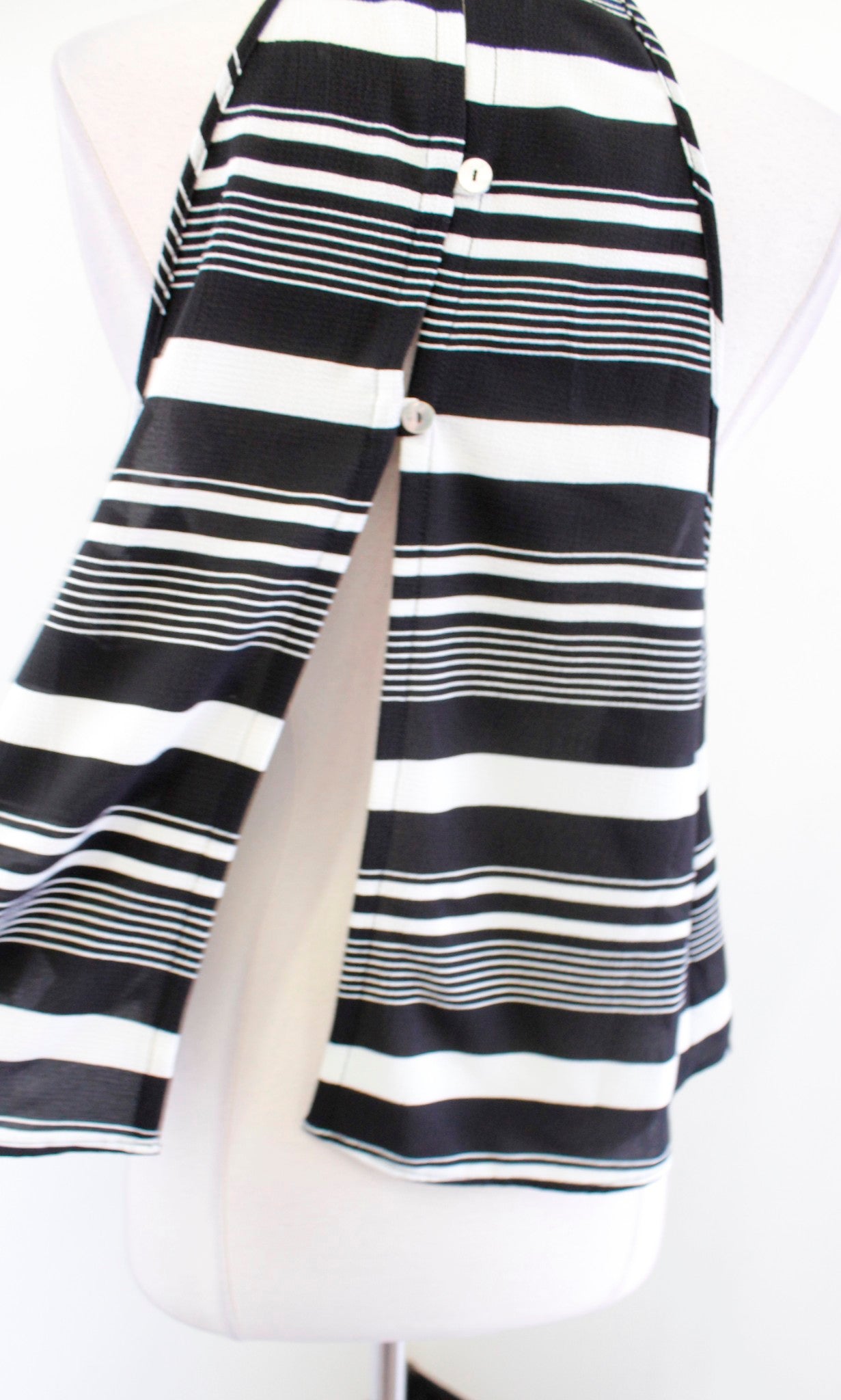 Show Me Your Mumu Selena Black Stripe Button Split Back Halter Tank Top Blouse S