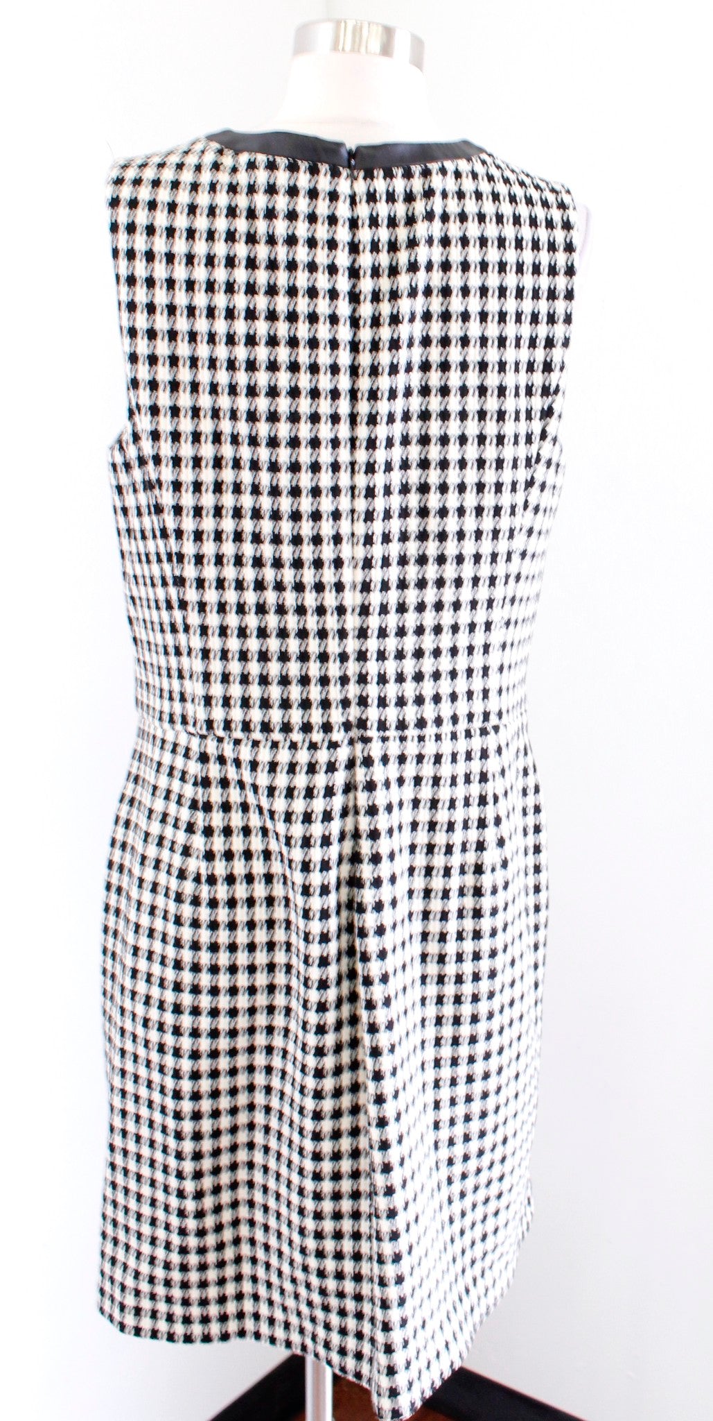 Lauren Ralph Lauren Black Off White Houndstooth Tweed Sheath Dress Size 14