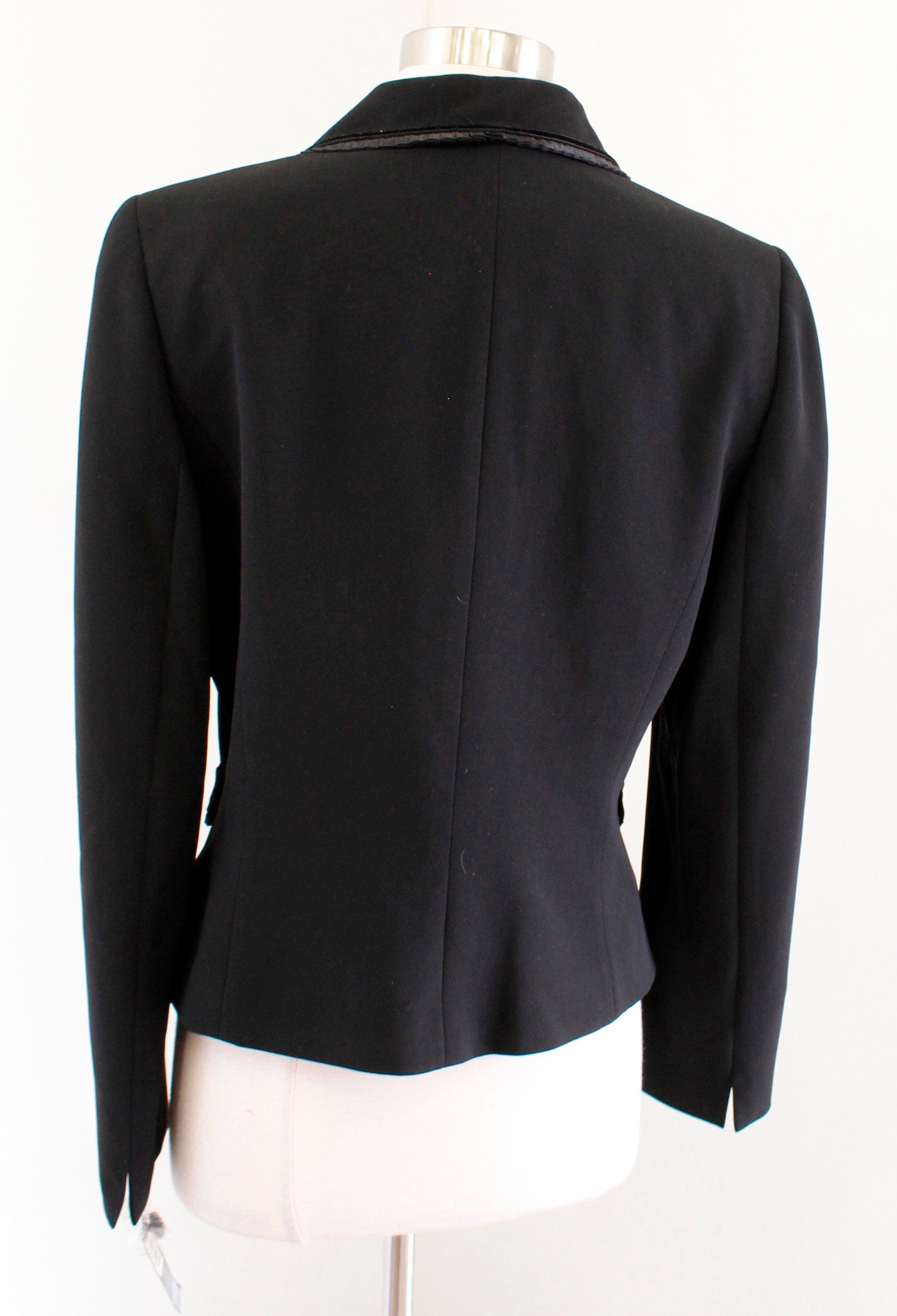 NWT Tahari ASL Levine Womens Black Ruffle Velvet Trim Blazer Suit Jacket Size 10