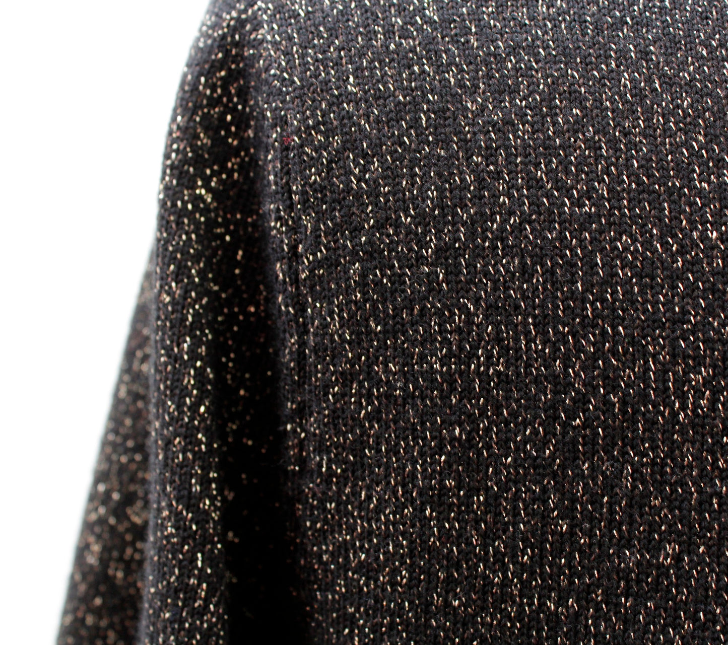 Talbots RSVP Black Gold Metallic Sparkly Merino Wool Sweater Dress Bell Sleeve S