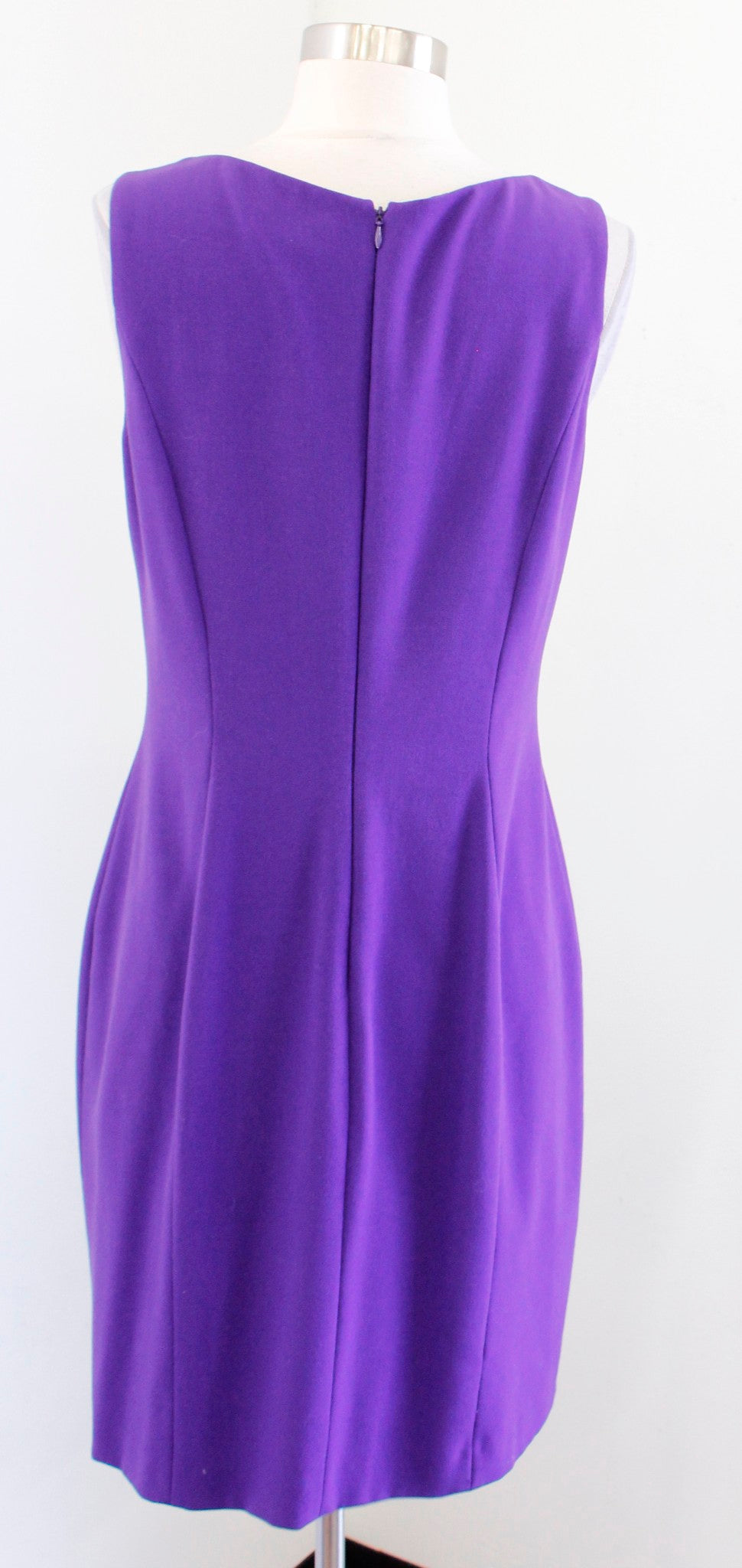 Tahari ASL Levine Solid Purple Gold Accent Sheath Dress Size 8 Career Office