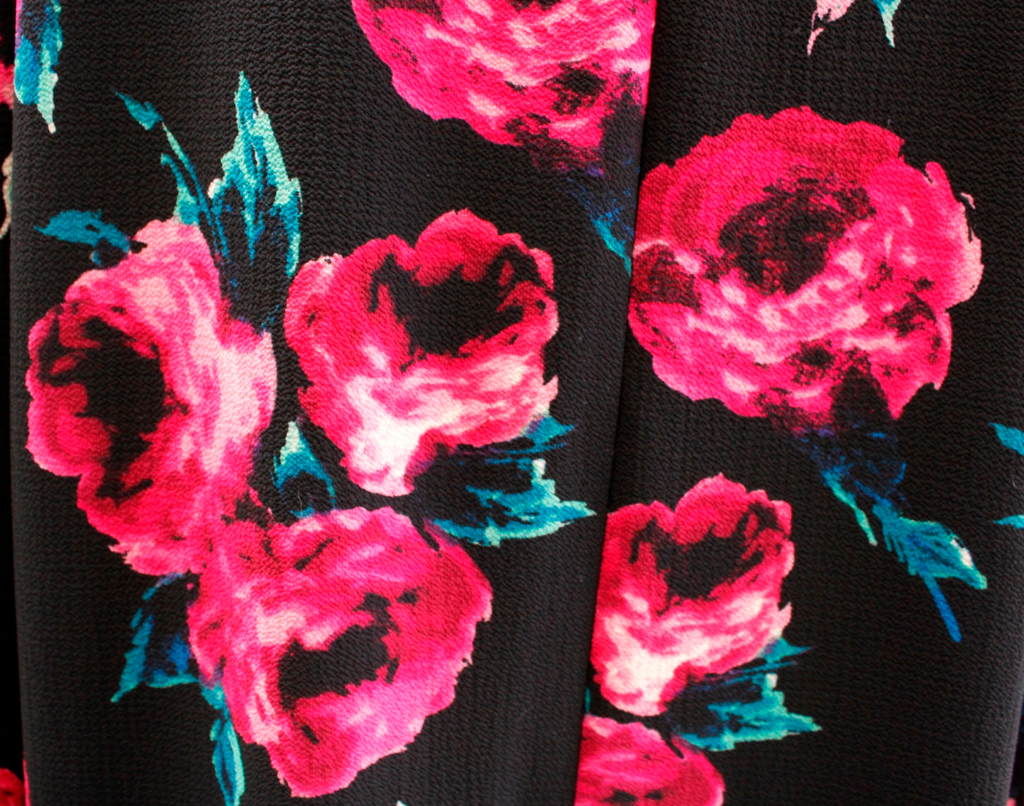 Tahari ASL Levine Black Pink Floral Print Crepe Ruffle Sleeve Shift Dress Sz 12