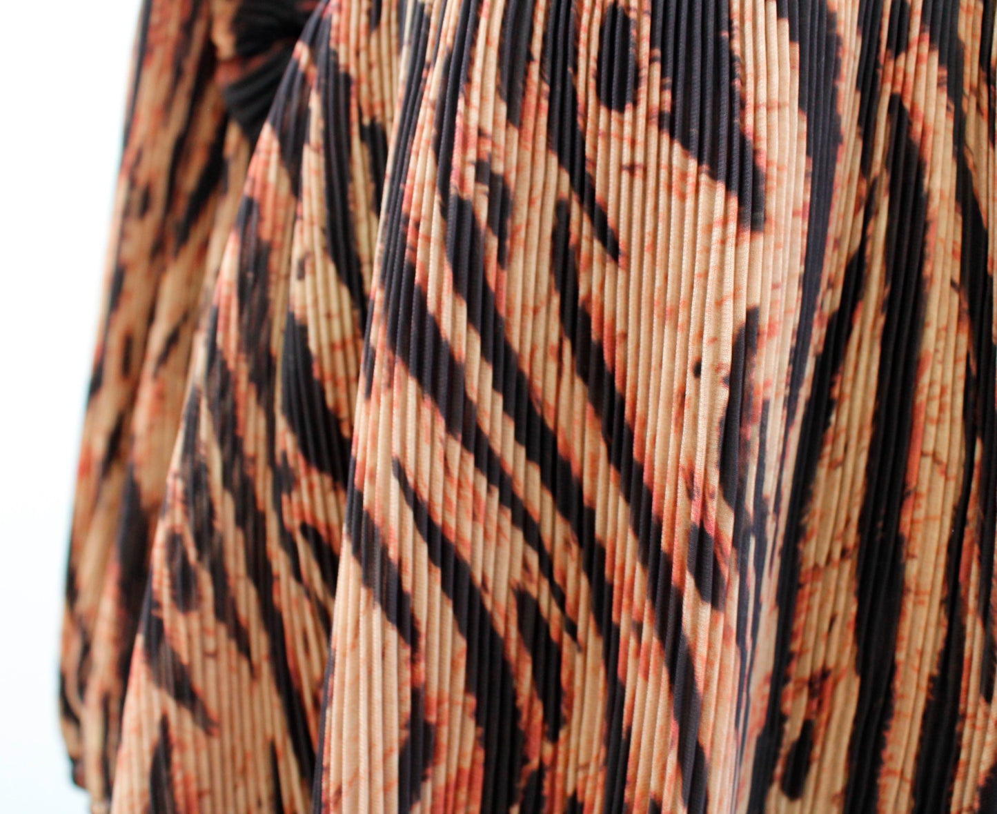 NWT Ganni Tigers Eye Pleated Georgette Puff Sleeve Midi Dress Sz 42 Square Neck