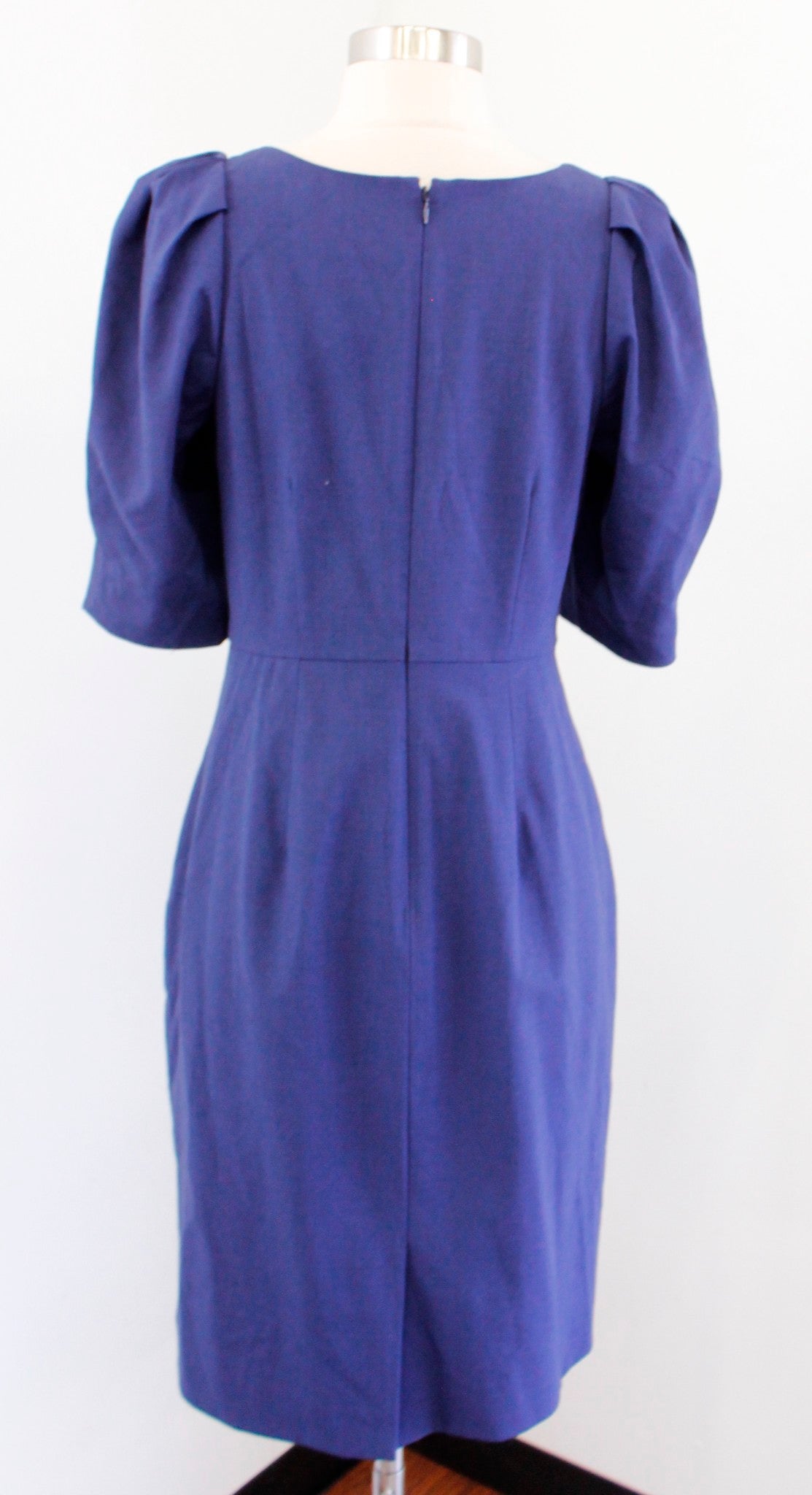 J Crew Womens Blue Italian Wool Puff Sleeve Sheath Dress Size 4 Career Office