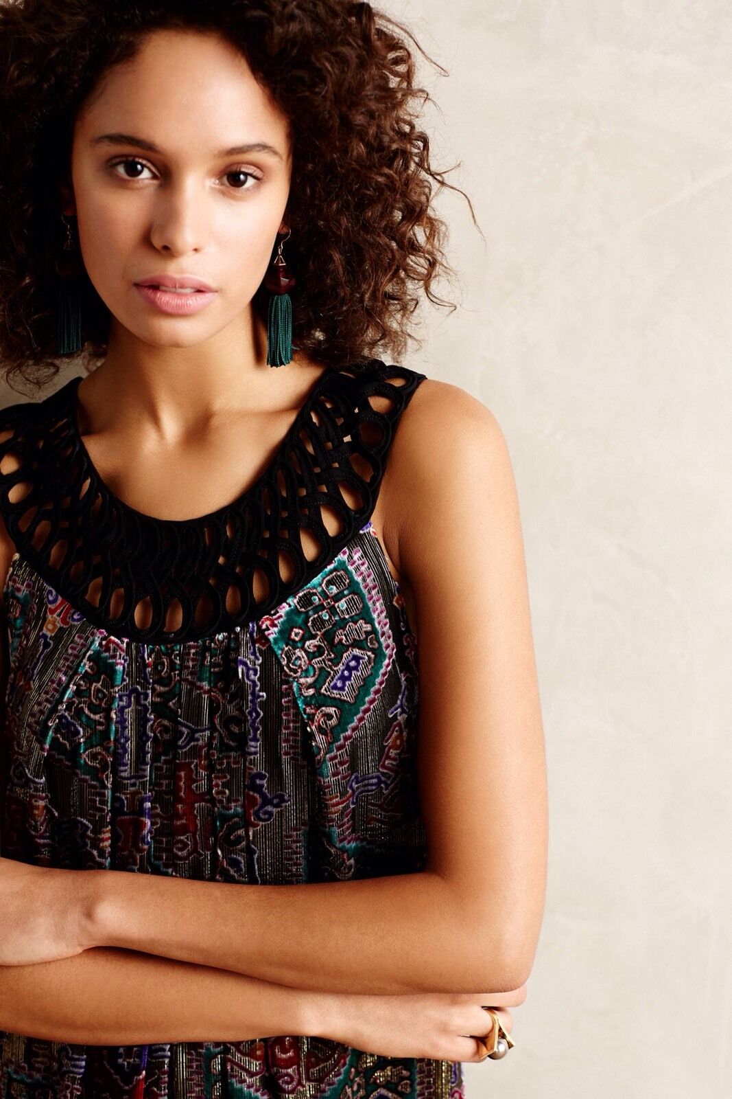 Moulinette Soeurs Anthropologie Linnea Burnout Velvet Metallic Shift Dress Sz S