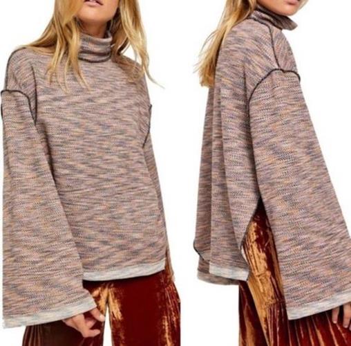 We the Free Free People Sunny Days Multi Color Turtleneck Sweater Top Size S