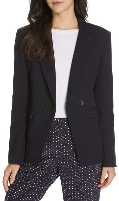 Joie Womens Kierra Solid Navy Blue Midnight Blazer Suit Jacket Size 2