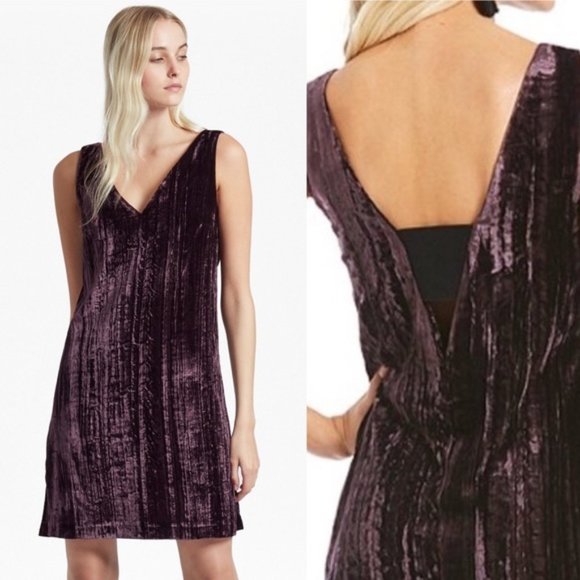 NWT $128 French Connection Purple Crushed Velvet Mini Shift Dress Size 6 Party