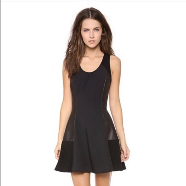 Rag and Bone Montrose Black Lamb Leather Trim Fit and Flare Mini Dress Size 2
