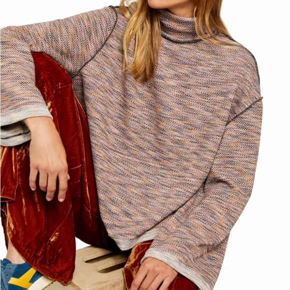 We the Free Free People Sunny Days Multi Color Turtleneck Sweater Top Size S