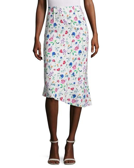 Marissa Webb Pernille Off White Floral Print Asymmetrical Hem Skirt Size M