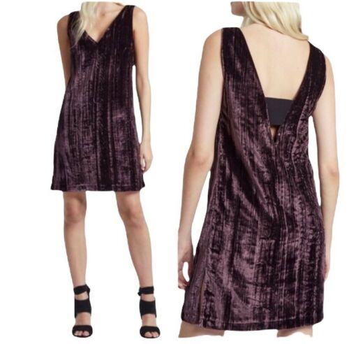 NWT $128 French Connection Purple Crushed Velvet Mini Shift Dress Size 6 Party