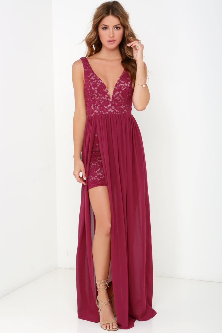 NWT Lulus Berry Lace Chiffon Hi Lo Evening Formal Party Dress Gown Siz Queen City Resale NWT Lulus Berry Lace Chiffon Hi Lo Evening Formal Party Dress Gown Siz Queen City Resale