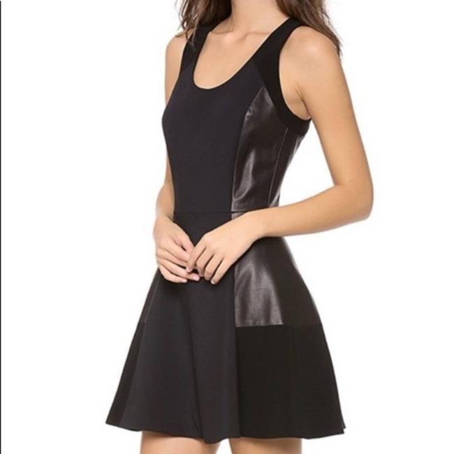 Rag and Bone Montrose Black Lamb Leather Trim Fit and Flare Mini Dress Size 2