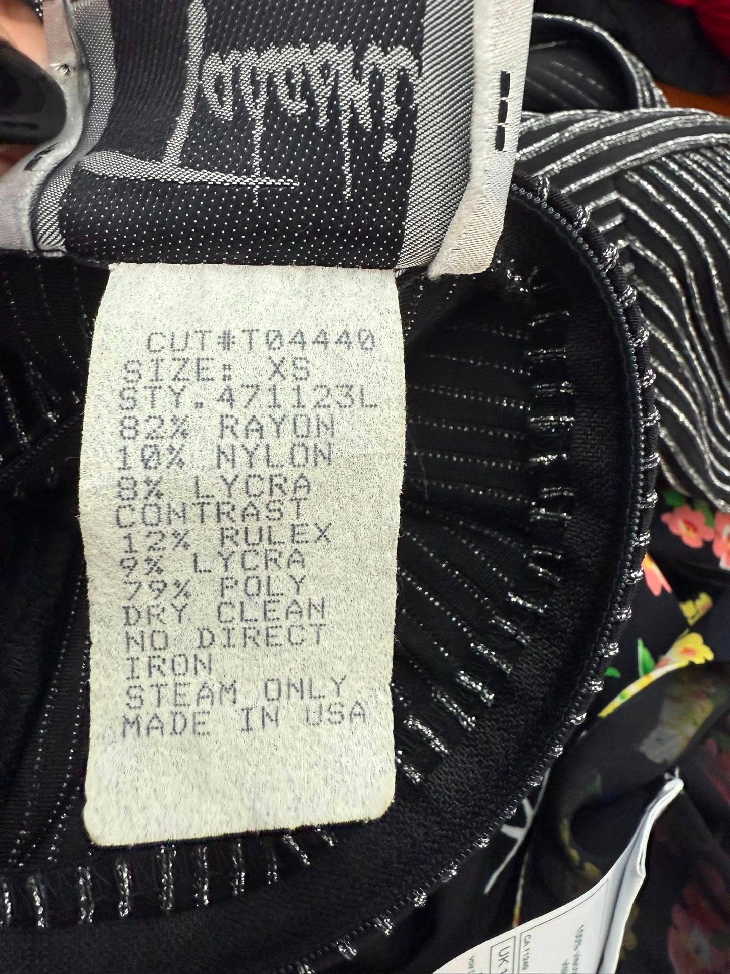 Vtg 90s Tadashi Black Silver Metallic Striped Evening Dress Formal Size XS