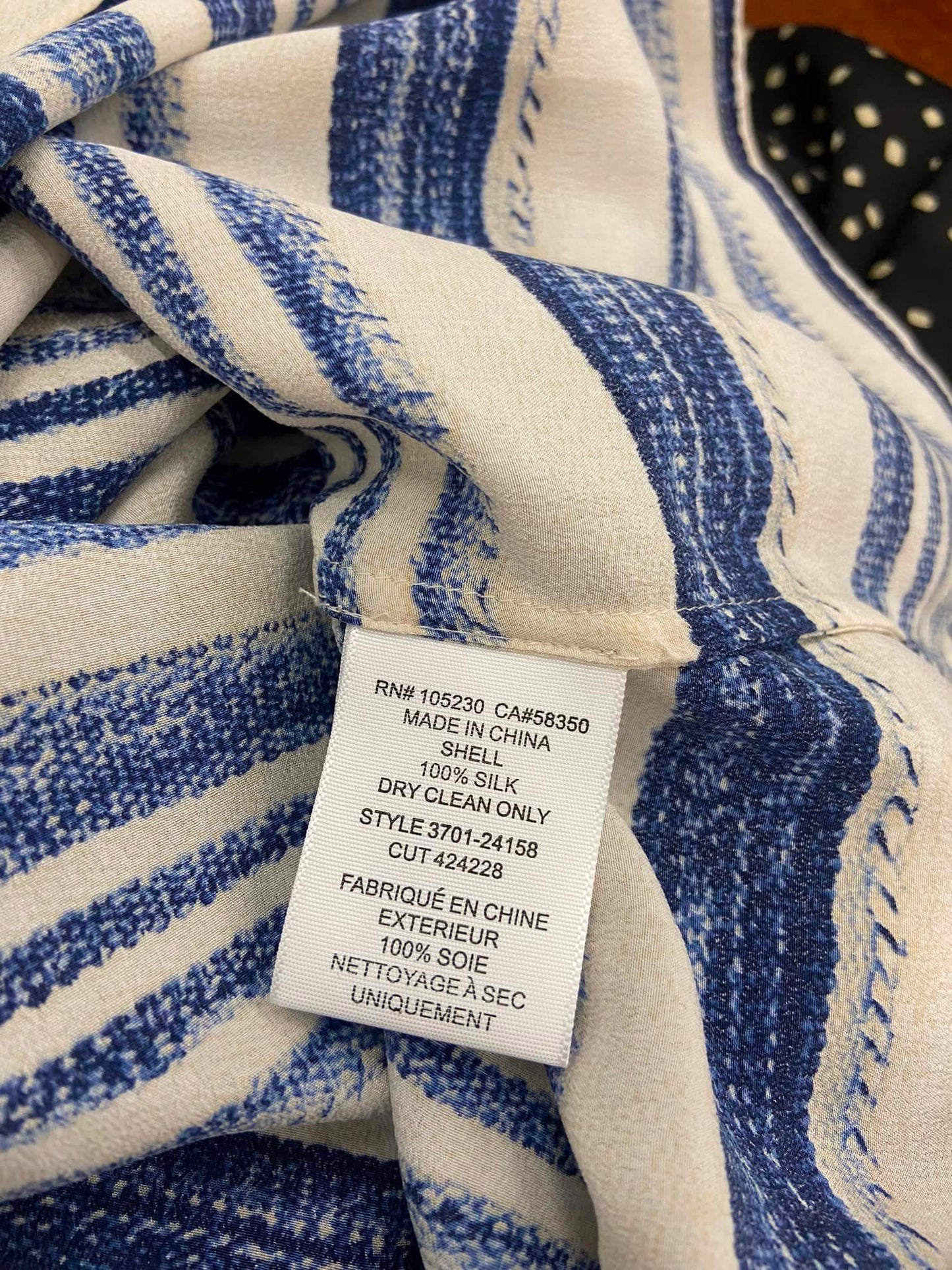 NWT $188 Joie Rubina Blue White Tan Printed Striped Top Blouse Silk Size XS Short Sleeve
