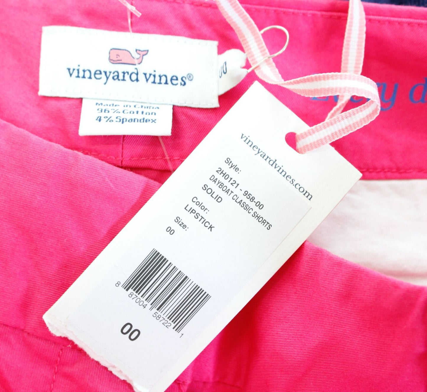 NWT Vineyard Vines Lipstick Pink Dayboat Classic Shorts Size 00 5 Inch Inseam