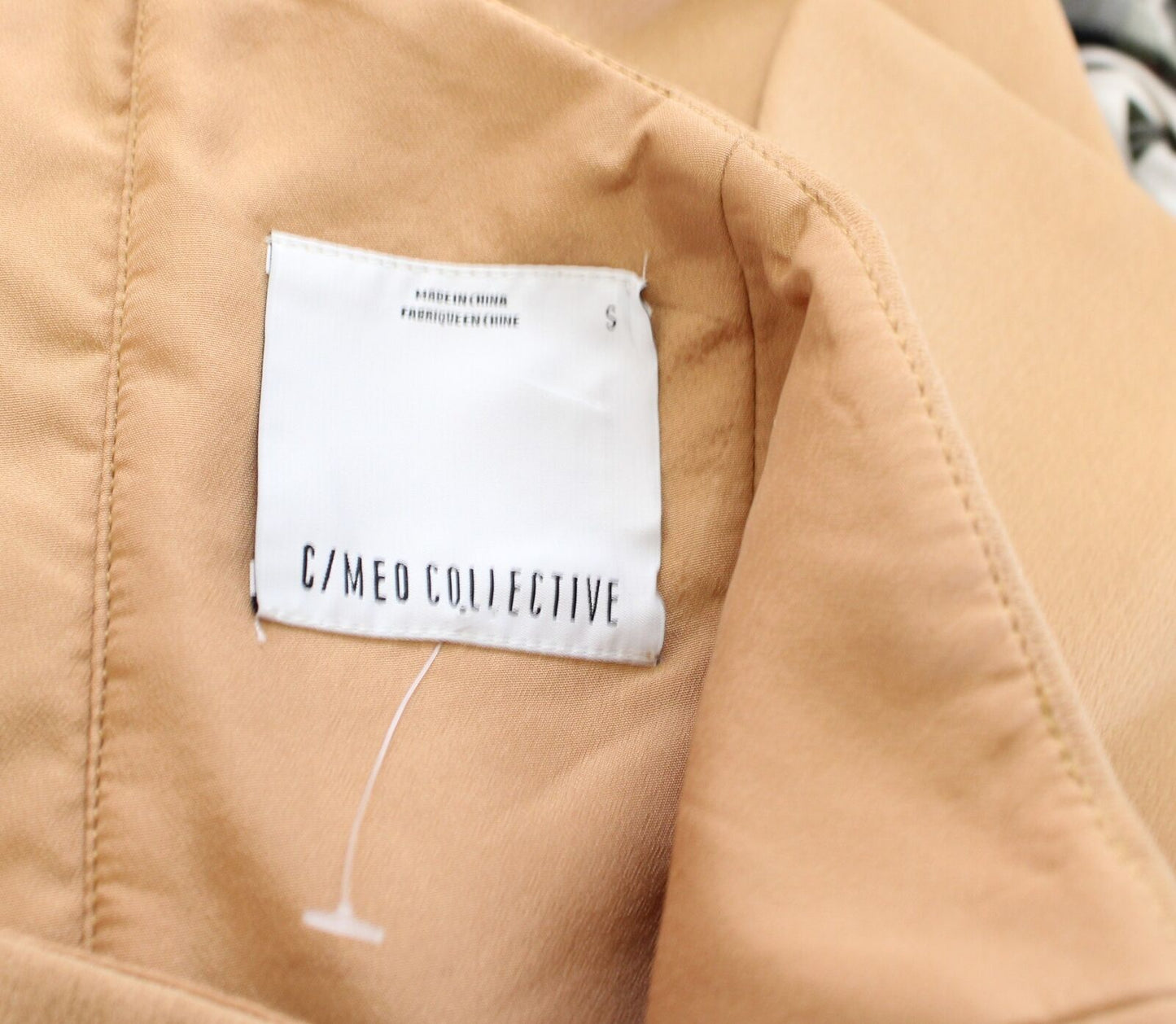 C/MEO Collective Flawless Camel Tan One Shoulder Peplum Dress Size S Evening