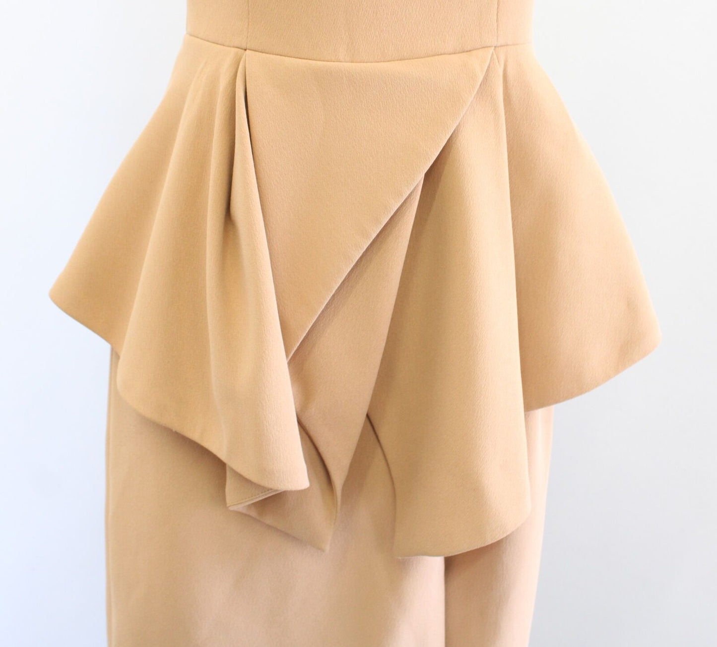 C/MEO Collective Flawless Camel Tan One Shoulder Peplum Dress Size S Evening