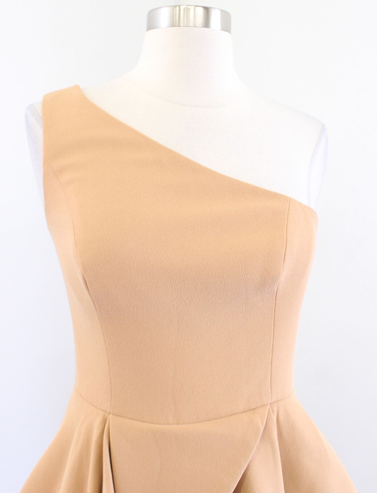 C/MEO Collective Flawless Camel Tan One Shoulder Peplum Dress Size S Evening