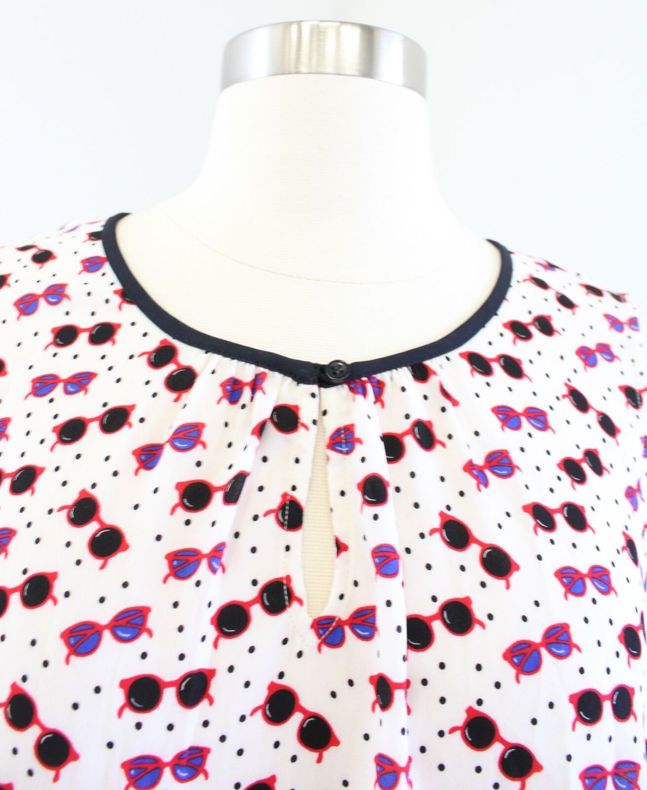 NWT Talbots Sunglasses Print Polka Dot Shell Tank Top Blouse Size M Ivory Red