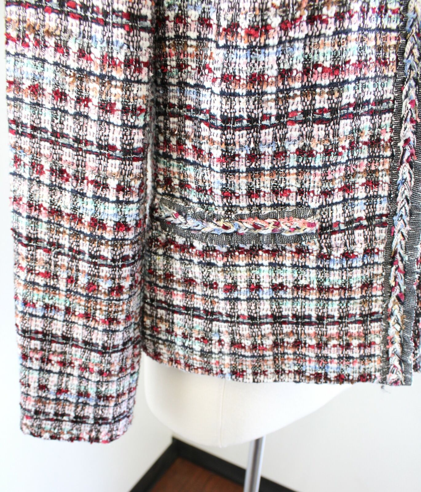 Talbots Adele Multi Color Tweed Embroidered Fringe Trim Blazer Jacket Size 6